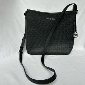 Michael Kors Jet Set Black Large Logo Messenger Crossbody Bag